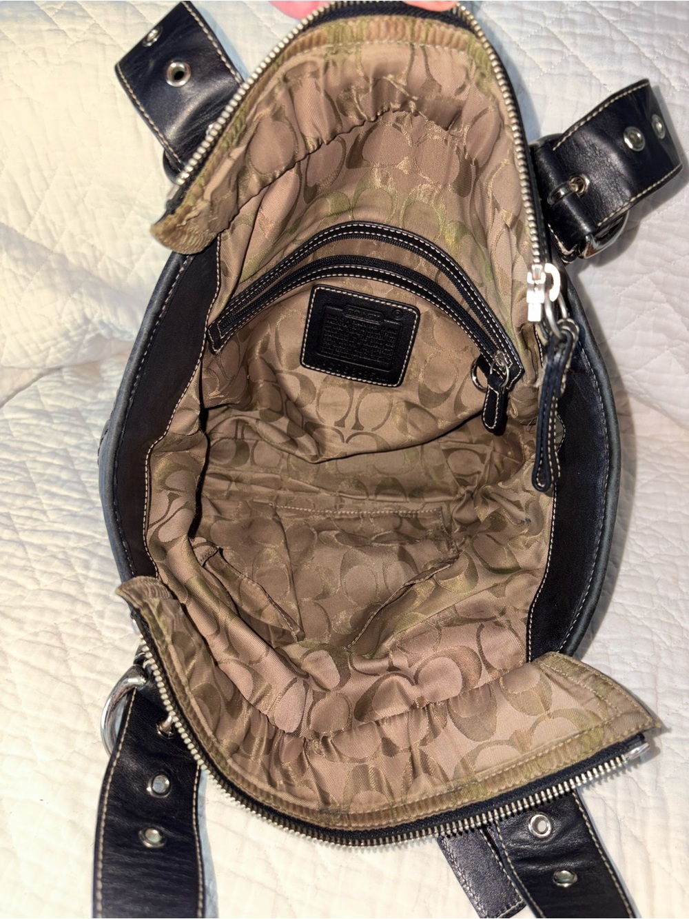coach soho mini bucket tote bundle 9544 tan and black silver vintage 2004 2006 - Picture 10 of 14